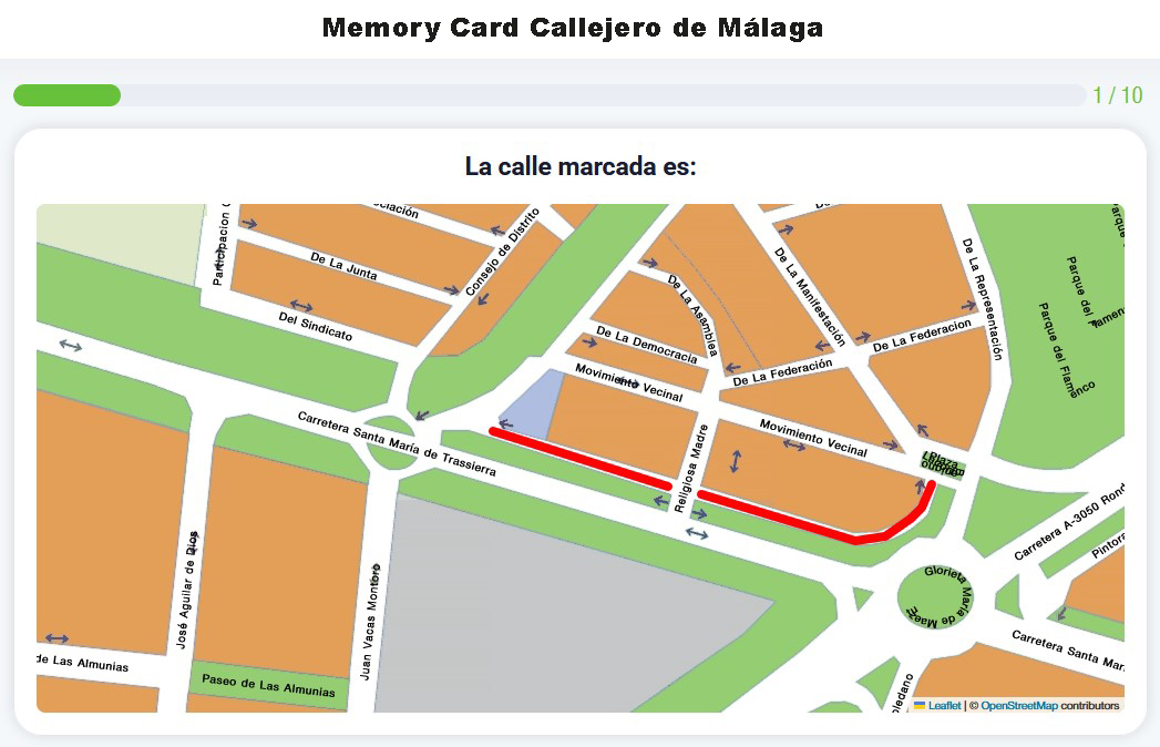 Memory Card Callejero de Málaga