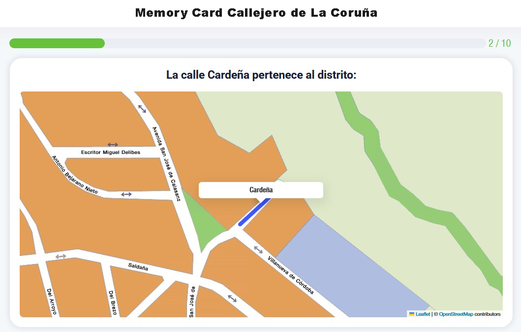 Memory Card Callejero de La Coruña