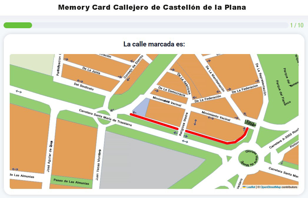 Memory Card Callejero de Castellón de la Plana