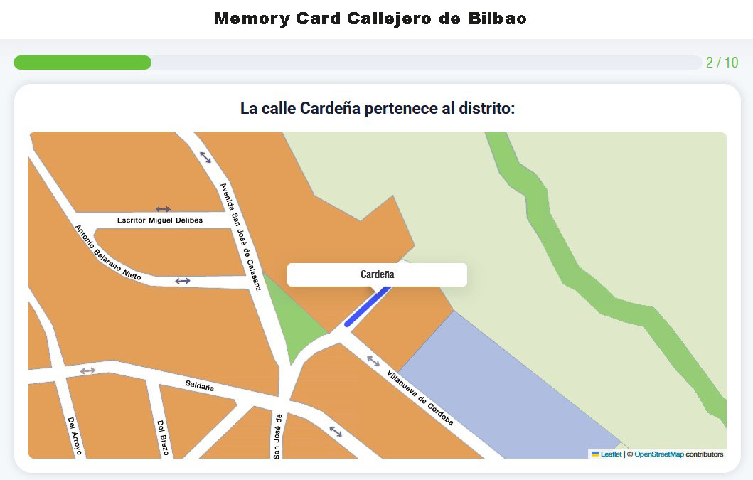 Memory Card Callejero de Bilbao